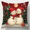 Polyester Cushion Slipcover Santa Claus & Snowman Throw Pillow Cover  for Living Room Sofa