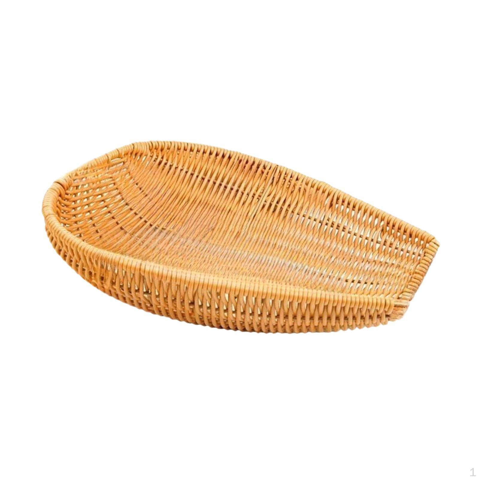 

Fruit Basket Tray Handmade Dustpan Serving Holder Hand Weave Bread for Daily Dinning