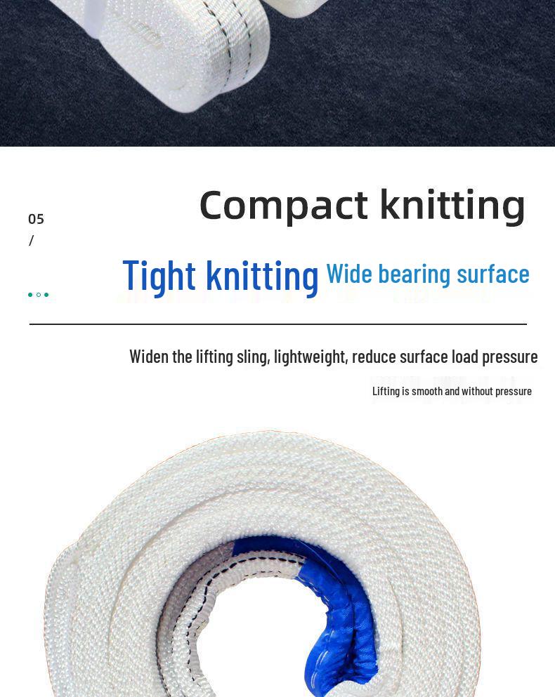 White Flat Lifting Sling - 2, 3, 5 Ton Capacities - Industrial Crane Fabric Hoist Rope