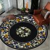European Vintage Floral Round Carpet Ethnic Style Elegan Home Decor Rug Soft Non-slip Floor Mat for Living Room Bedroom