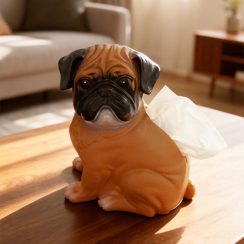 Creative Pug Tissue Box Paper Box Ornaments Luxury High-end Home Dining Table Living Room Coffee Table Desktop Decorations