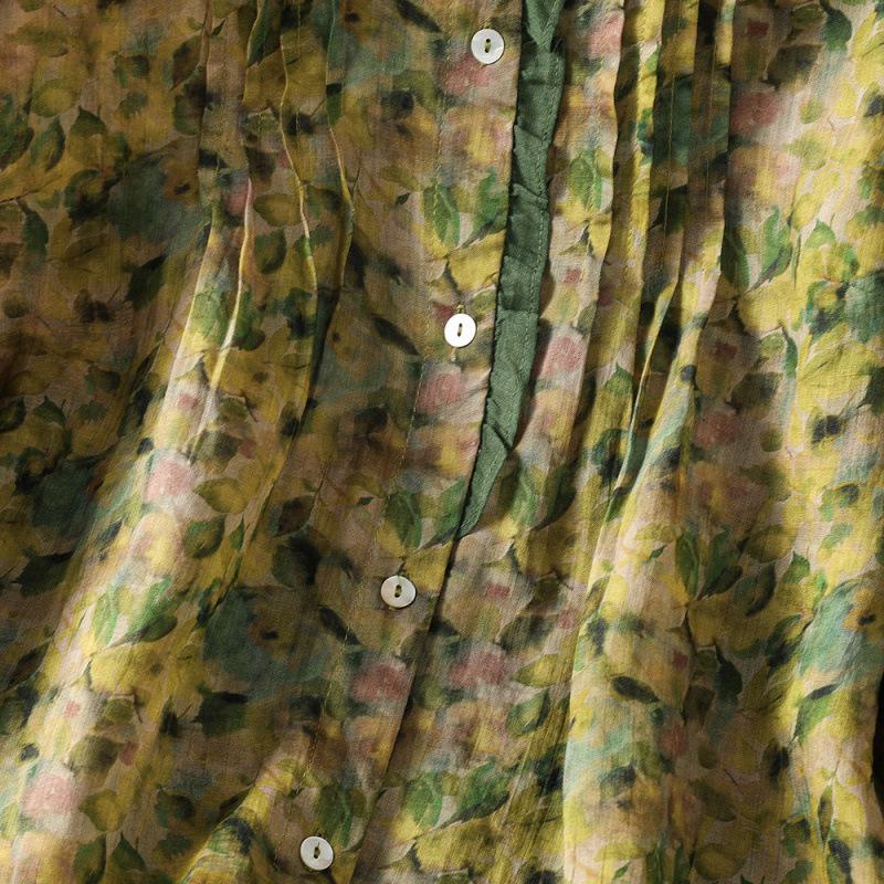 2026 Plus Size Women's Pure Ramie Summer Loose Green Top