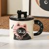 Ceramic Cup Cute Cat Mug with Lid High Value Water Cup for Girls Home Couple Coffee Breakfast Cup for Men