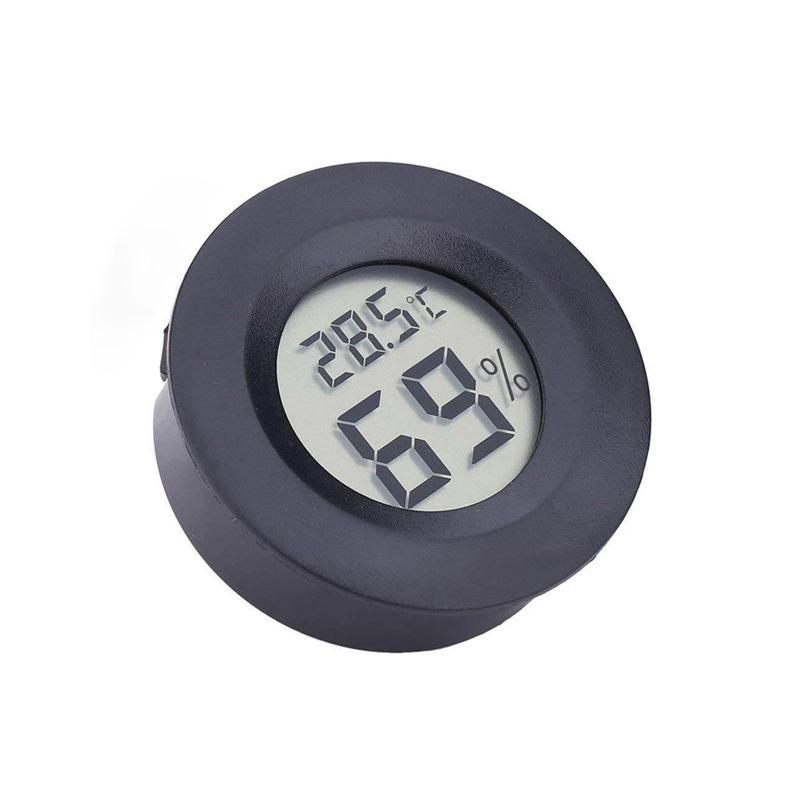 2Pcs Humidity Meter Pet  Acrylic Box Round Digital LCD Thermometer for Car Indoor Room Cigar Wine Cabinet Digital Temperature