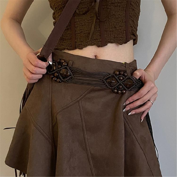 Vintage Bohemian Rope Belt for Women Fashion Handmade Crochet Waist Belt Travel Waistband for Dress Vacation Waist Rope