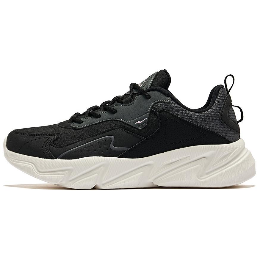 Hongxing Erke Comfortable Breathable Shock Absorbing Durable Low Top Training Shoes Women Sneaker Black White 12123114223-004