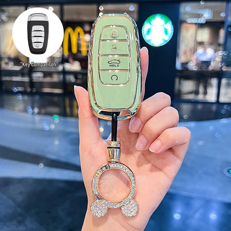 Premium Key Cover for Hongqi H5, HS5, H6, HS3, H9, HS6, EQM5, HS7 - Elegant Car Shell Buckle