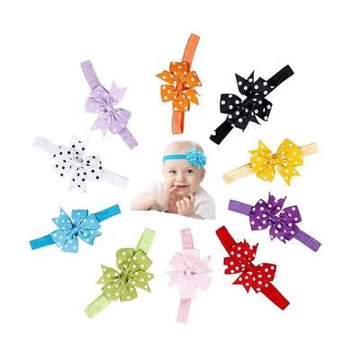 Soft and Elastic Bow Cotton Headband for Newborns and Infants (Pack of 10) - Multicolor