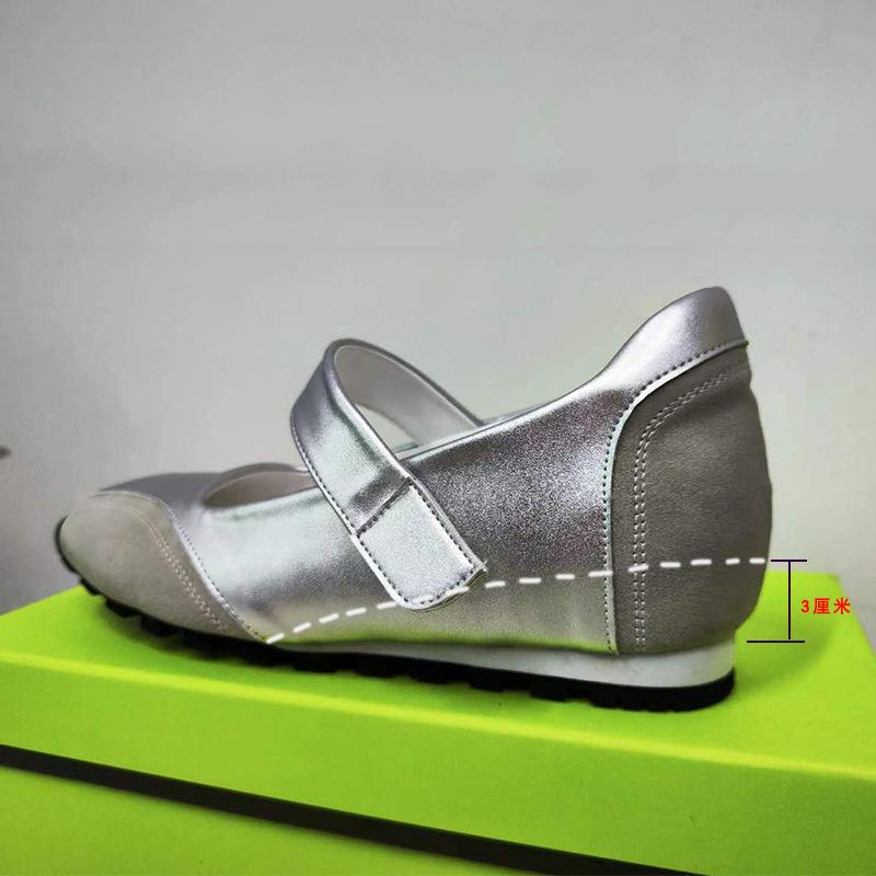 2025 Brand New Silver Ballerina Style Casual Flats Mary Janes Shoes Black Comfy Walking  Shoes Women Ballet Flats Daily Trainers