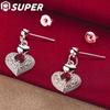 925 Sterling Silver AAA Zircon Heart Shaped Earrings Fashion Jewelry