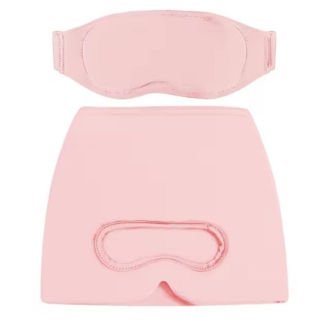 

Двухкомпонентная шапочка от мигрени + маска для глаз, шапочка от мигрени, горячая и холодная, шапочка с гелем для льда, подходит на 360° розовый