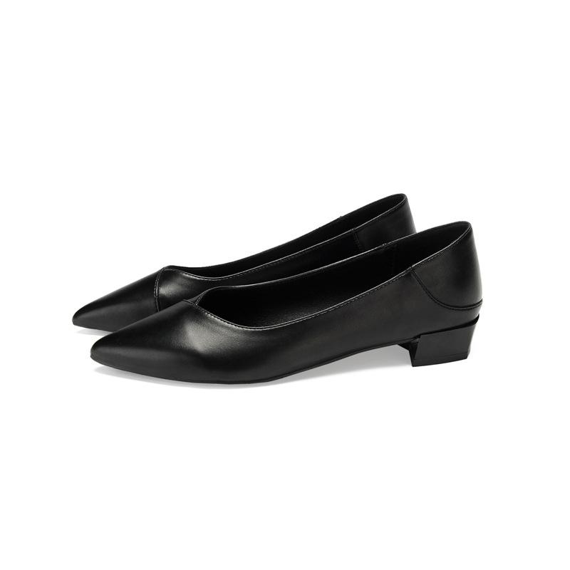 

Черные балетки на высоком каблуке женские из мягкой кожи универсальные остроносые туфли для работы туфли для работы два способа носки туфли для работы для通勤 низкий каблук 33 чёрный