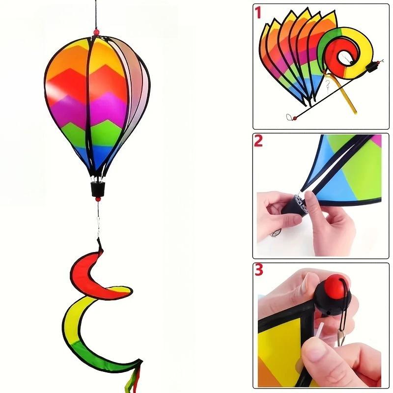 1PC Rainbow Hot Air Balloon Wind Spinner-suitable for Garden, Home, Office, Christmas and Party Decoration /garden Accessories