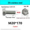 M14-30 304 Stainless Steel Fully Threaded Hex Head Screw Bolt