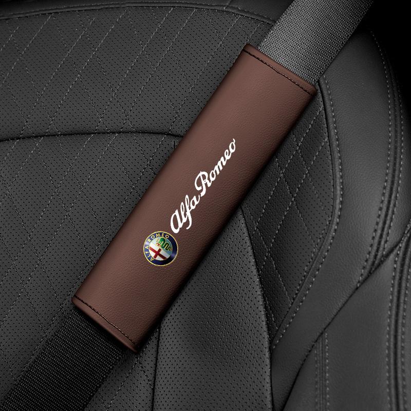 2026 Hot Alfa Romeo Fashion 2Pcs Car Seat Belt Cover Shoulder Pad Accessory For Alfa Romeo Giulia Stelvio Giulietta 156 159 147