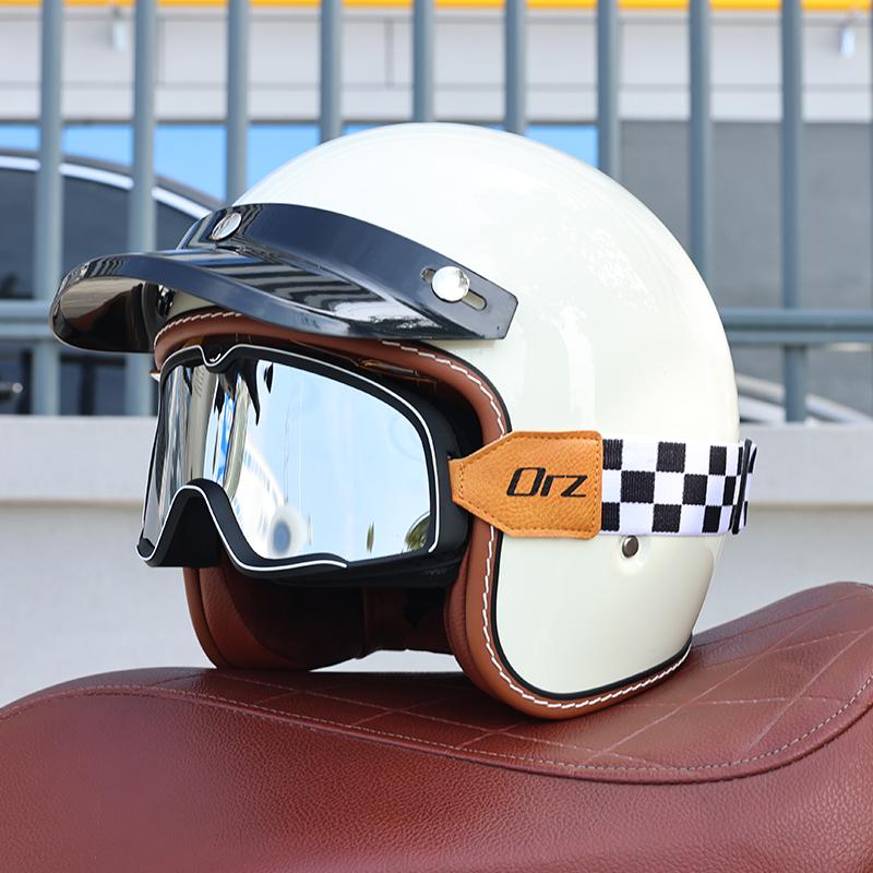 Orz-S68 Retro Motorcycle Helmet DOT Electric Male and Female Half Helmet Scooter Customized 3/4 Helmet for All Seasons