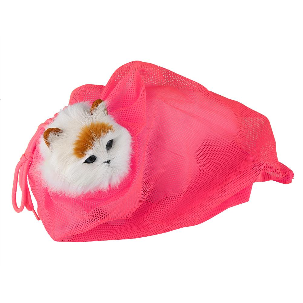 Cat Grooming Bathing Mesh Bag Pet Shower Washing Nails Cutting Ear Cleaning Tool (Yellow)