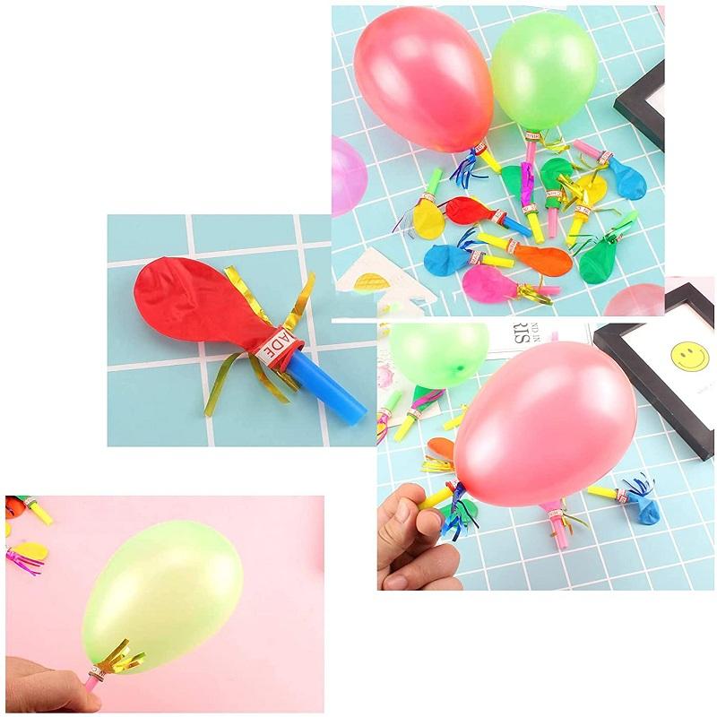 Funny 50Pcs Vibrant Multi-Colored Blowing Whistle Balloon For Kids Birthday Party Festival Cheerleading Gift Decoration Clown Props