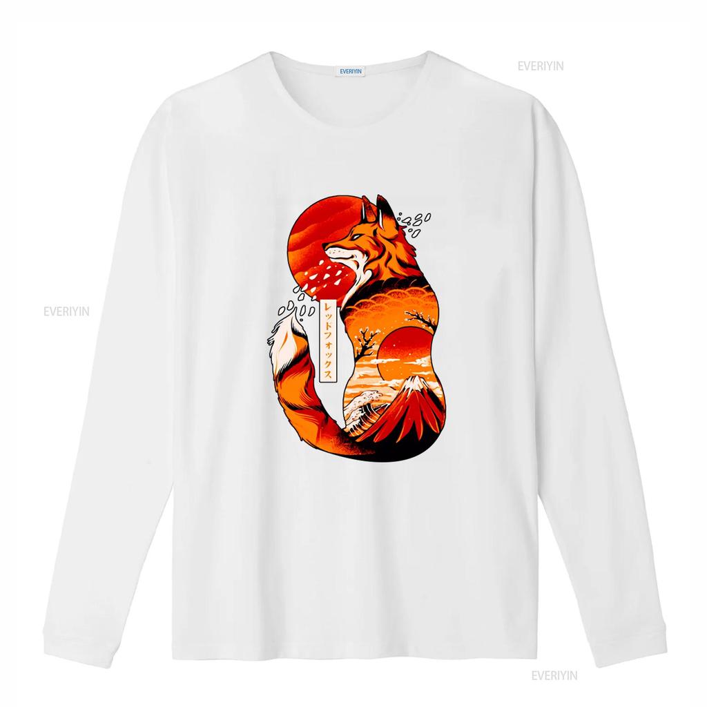 Japanese Fox Print T Shirt for Cool Vintage Washed Slightly Breathable Unisex Casual Soft Designer Clothes Streetwear