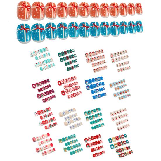 24 pezzi/set autoadesivi portatili adorabili ecologici natalizi autoadesivi per unghie punte per unghie per bambini