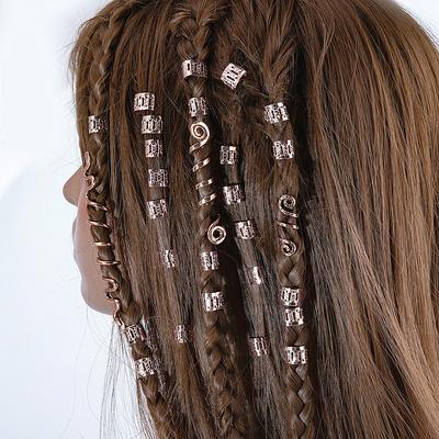 28PCS European and American Popular Viking Celtic Knot Retro Ethnic Style Spiral Snake Shaped Dirty Braid Hair Clip Accessories