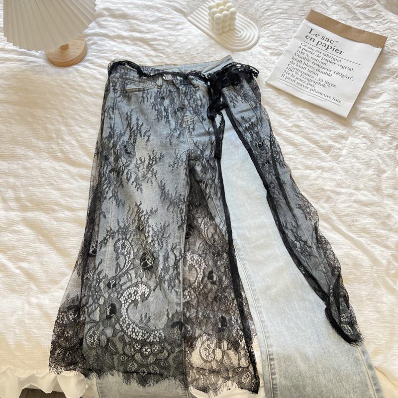 Original Design Lace Gauze Skirt Lace Fart Curtain Apron Women'S Stack Strap Skirt Cover Lace Up
