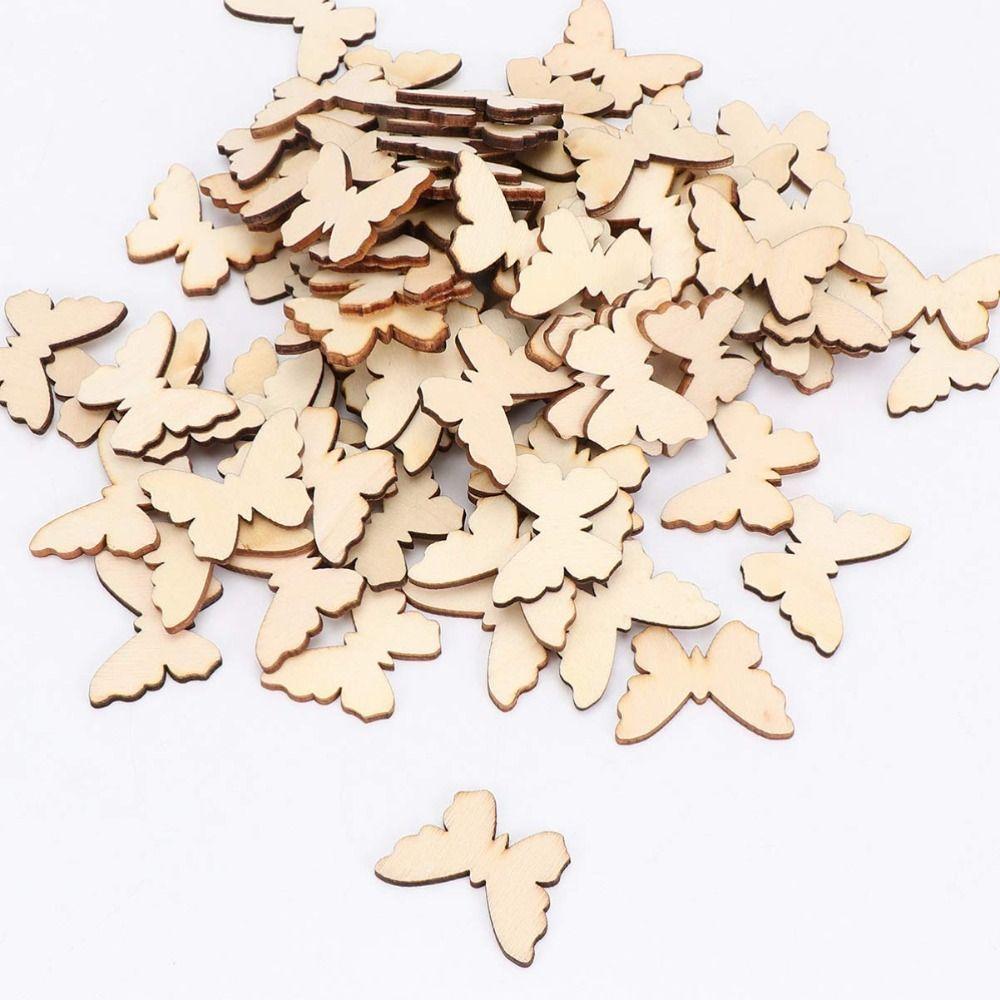 100pcs Unfinished Unfinished Wooden Cutouts Wooden Blank Wood  Home Party