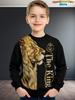 Boys Wolf Print Long Sleeve Crew Neck Sweatshirt Soft Breathable Casual Wear Outdoor Activities Autumn Essential Clothing Hoodie