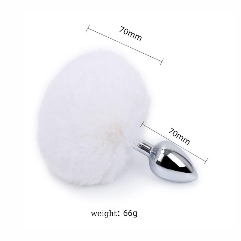 Anal Plug Rabbit Tail Role Play Stainless Steel Prostate Smooth Touch Metal Bunny Tail Sex Toys for Women Men Gay