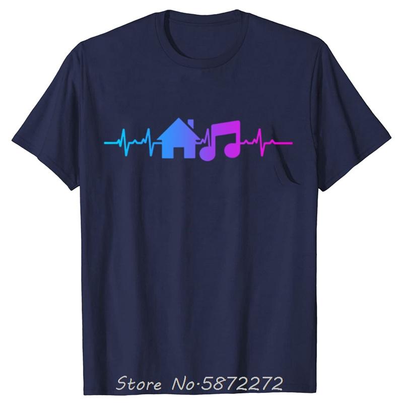 Funny House Music Heartbeat Graphic Tshirts Cotton T Shirt Unisex Tshirt Oversized Tees Fitness Tops Mens Clothing Streetwear