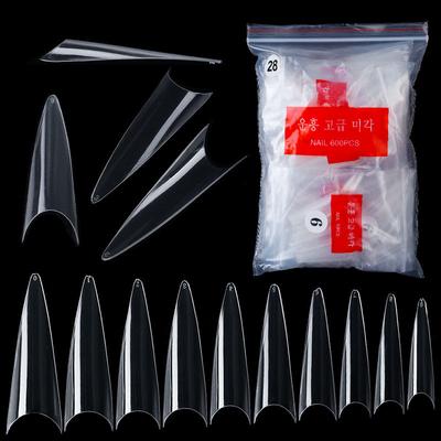 600Pcs Oval Full Coverage False Nails Acrylic Artificial Push-Type Nail Art Almond-Shaped Short Nail Tips Nail Tools