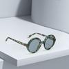 Vintage Sunglasses Women Fashionable Circular Gradient Lens Glasses With Green And Blue Transparent Frame Unique Design