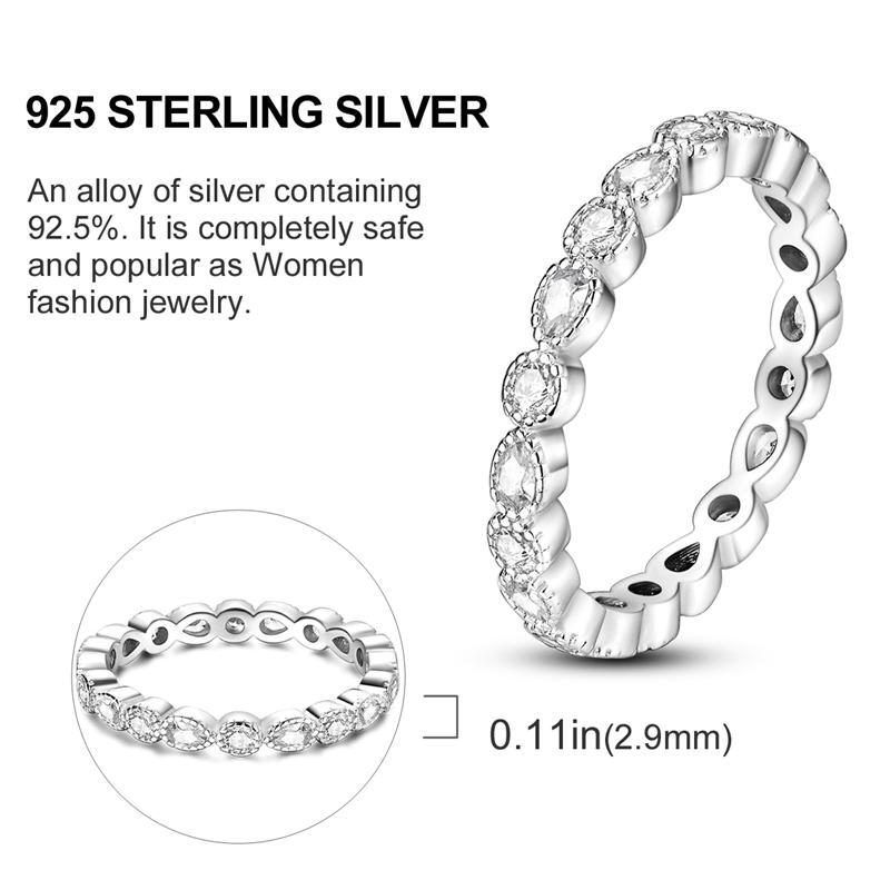 Rings For Women 925 Silver Color Zircon Winding Romantic Ring Finger Beaded Luxury Jewelry Original Engagement Wedding Gift