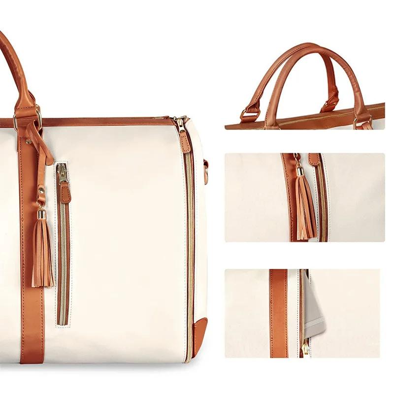 Foldable Women's Travel Convenient Carry-on Clothing Bag Large Capacity PU Leather Duffel Bag Portable Business Travel Bag