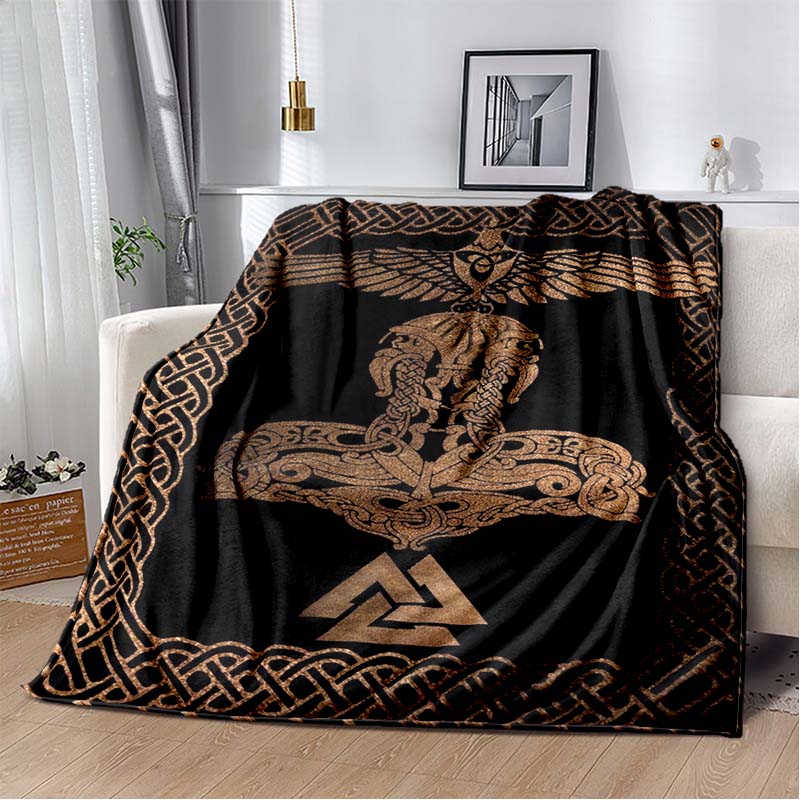 3D Viking Odin Valhalla Nordic Mythology Symbols Blanket,Soft Throw Blanket for Home Bedroom Bed Sofa Picnic Office Travel Cover