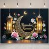 Elegant Eid Al-Adha Moon Photography Backdrops Wall Decoration for Room and Party,Festive Home Decor for New Year and Eid Celebrations