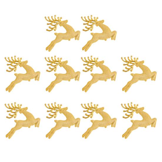 10Pcs Plastic Reindeer Hanging Ornaments Christmas Tree Glitter Elk Decorations Holiday Party Xmas Gifts