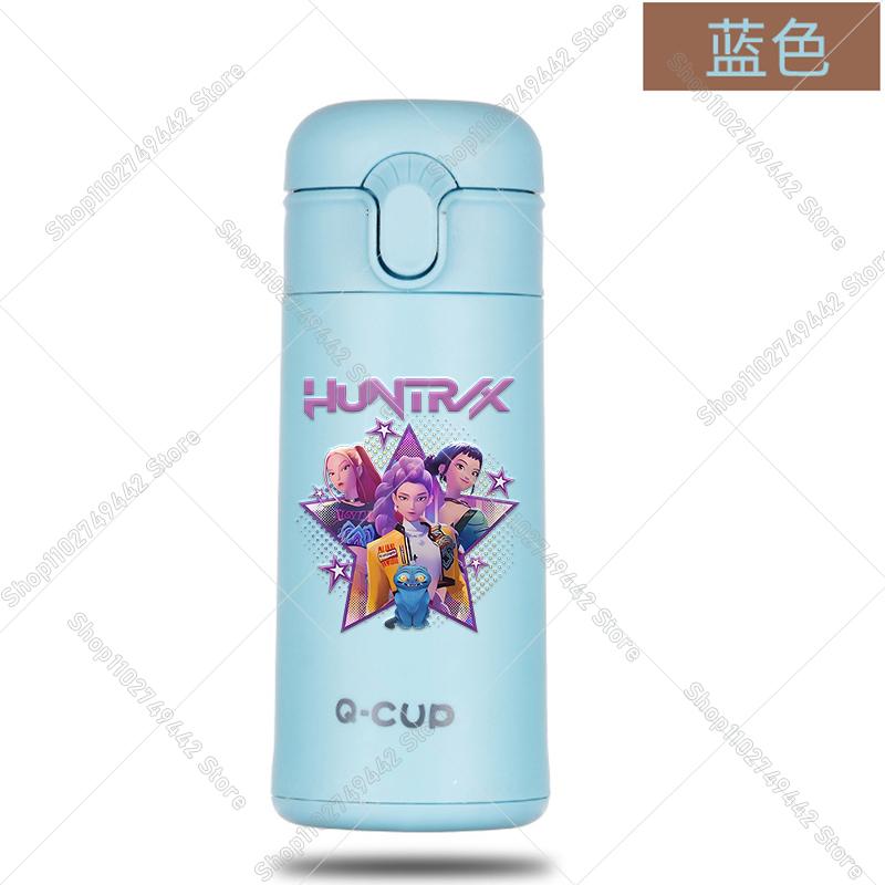 400ML KPop Demon Hunters Thermos Bottle Zoey Rumi Mira Vacuum Insulated Bottle Kids Outdoor Straw Thermo Cup Girl Birthday Present