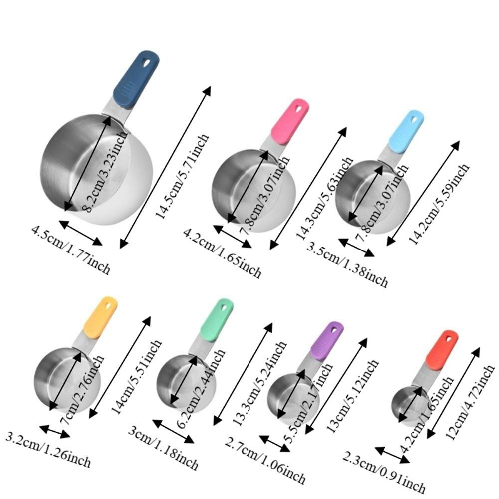7 Piece/Set with Scale Stainless Steel Measuring Spoon Magnetic Handle Teaspoon Coffee Scoop  Grain