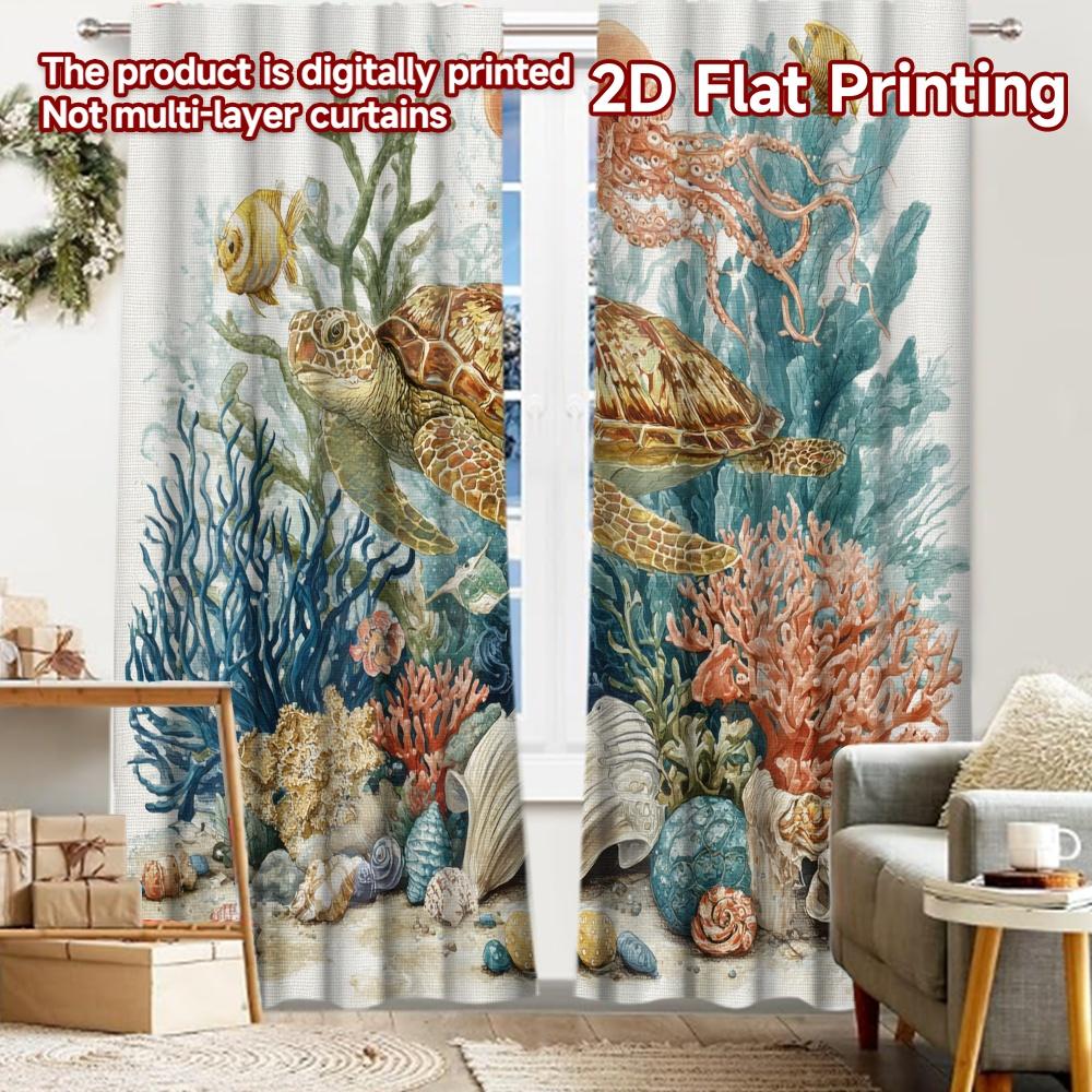 

2pcs, 2D FLAT PRINTING Curtains (Without Rod) Ocean Harmony(1) Festive Fashion Curtains Semi-Sheer Curtains Decorations For Home 52.50 × 116.00 cm 2 pcs