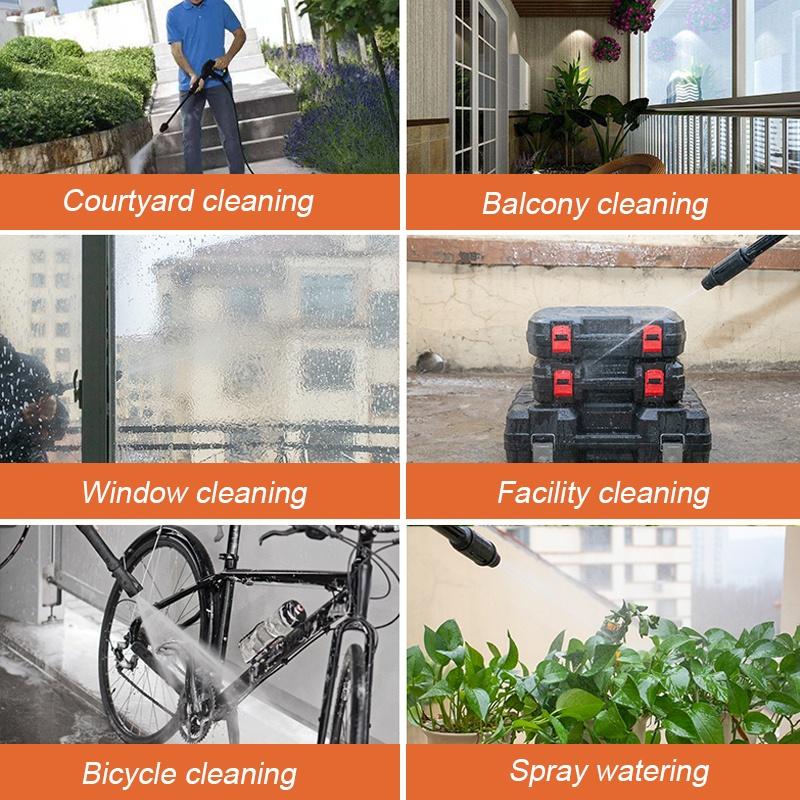 800W High Pressure Washer Spray Water Guns Cleaner Car Wash Pressure Water Nozzle Cleaning Machine Home ABS + Stainless Steel Cordless Car Washer