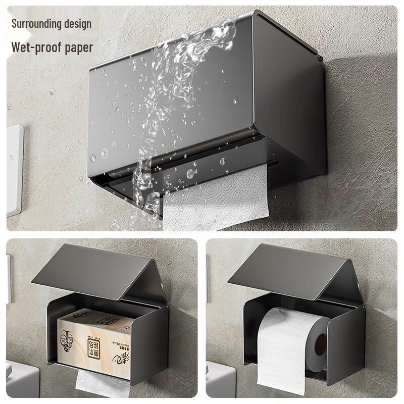 Aluminum Wall-Mounted Bathroom Tissue Dispenser with Storage Shelf