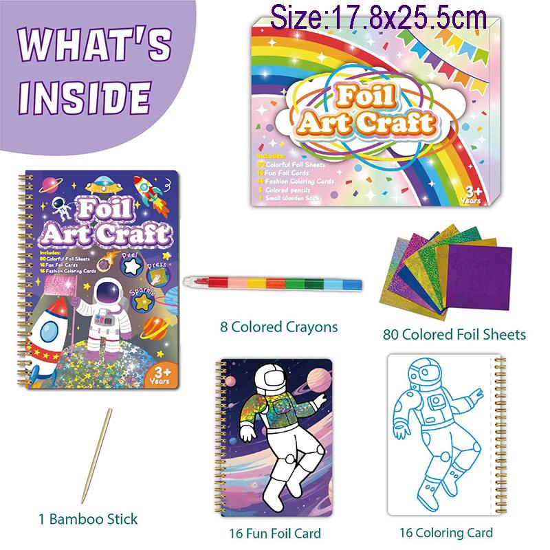 Foil Craft Activity No Mess Art Kit Fun Foil Art for Kids Adults Magnet Foam Paint by Sticker Peel and Press Foul Fun Craft Gifts for Girls  Boys