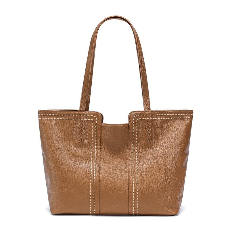 

Большая сумка женская новая кожаная женская сумка ретро большая вместительная сумка-тоут женская нишевая сумка-мессенджер для работы коричневый