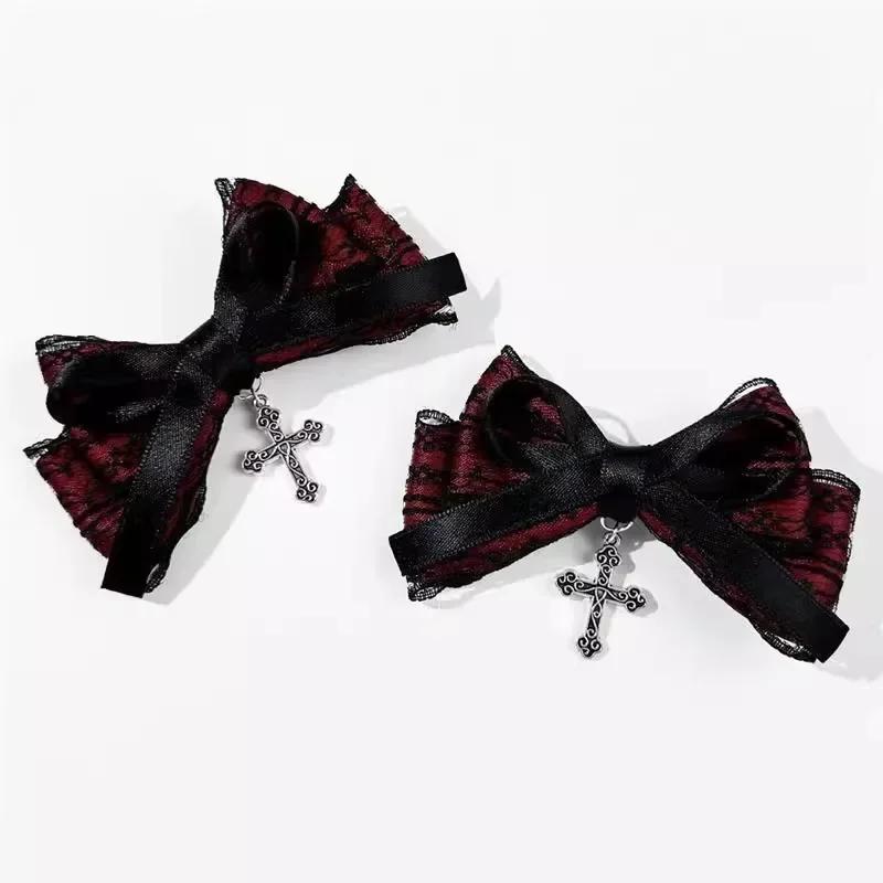 2/4PCS Gothic Fashion Hair Clip Exquisite Hair Accessories For Women Girls Personalized Sweet Cool Cross Bow Hair Clip Gifts