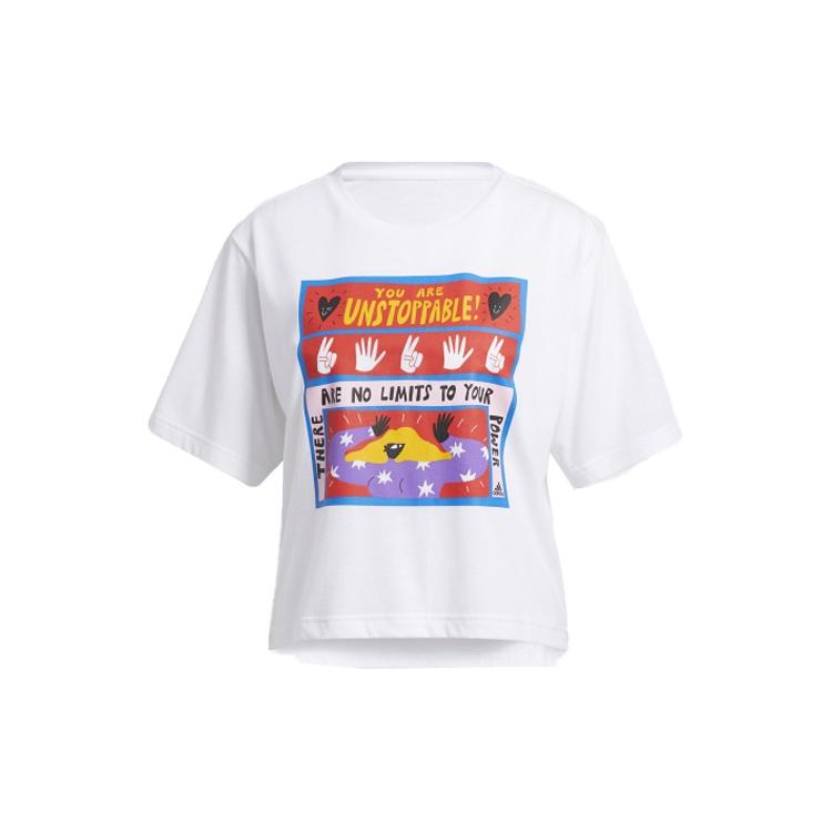 (WMNS) adidas Egle Gfx Tr Tee Pattern Printing Round Neck Short Sleeve White T-Shirt Women s GN9145 M