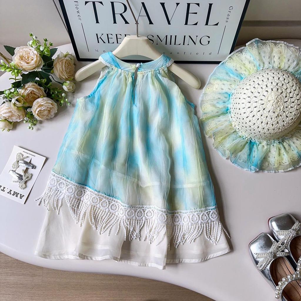 Bohemian Princess Sleeveless Summer Dress with Hat for Baby Girls - Style AXB727