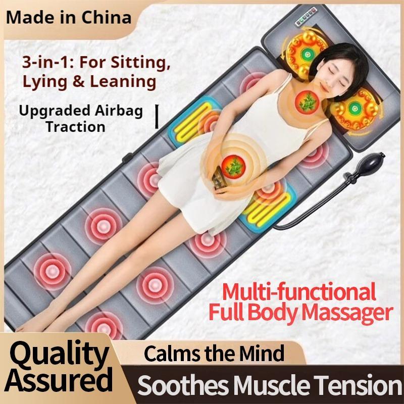 Multi-kinetic Full Body Massage Pad Simulation Massage Hot Compress Whole Body Relaxation Body Muscles Relief Fatigue 9 Functions 9 Kinds of Strength
