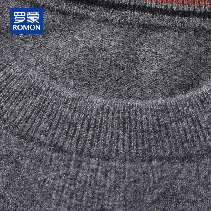 ROMON Men's 100% Pure Cashmere Thick Round Neck Sweater
