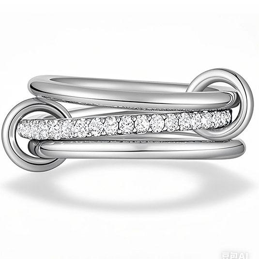 Stainless Steel Gold-Plated Zircon Three-Layer Stacked Round Ring For Women Non Tarnish Interlocked Rings Set Trend Jewelry Gift